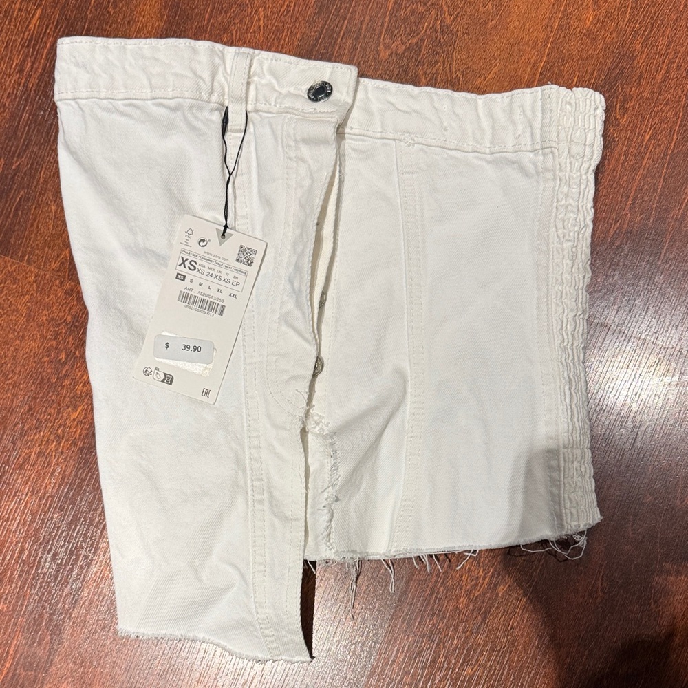 Zara White Denim Mini Skirt-Shorts
